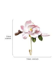 1入組樹脂手繪鐵掛勾，具有模擬立體花卉裝飾，室內掛在牆上的掛勾可用於毛巾、帽子、鑰匙等物品