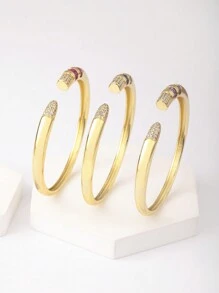1 chiếc Vòng tay nữ mạ vàng 18k nhiều màu CZ Valentine, Quà tặng trang sức sang trọng cho ngày hẹn hò, Ngày lễ tình nhân, Mẹ, Mẹ, Ngày của Mẹ, Quà tặng - vòng tay mở - Xem 1