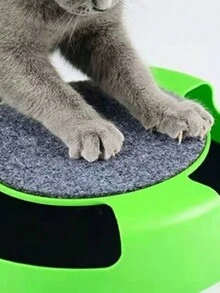 1入組貓咪互動玩具，帶有旋轉轉盤、抓抓墊和老鼠玩具，貓狗迷宮玩耍板 - 綠色 - 查看 7