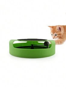 1入組貓咪互動玩具，帶有旋轉轉盤、抓抓墊和老鼠玩具，貓狗迷宮玩耍板 - 綠色 - 查看 1