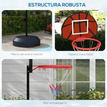 SPORTNOW Canasta de Baloncesto con Altura Ajustable 129-179 cm Aro de Baloncesto con Diana Magnética y Dardos Base Rellenable para Interior Negro - Negro - Ver 5