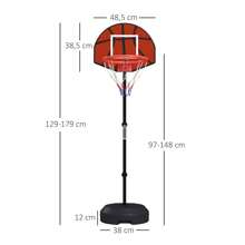 SPORTNOW Canasta de Baloncesto con Altura Ajustable 129-179 cm Aro de Baloncesto con Diana Magnética y Dardos Base Rellenable para Interior Negro - Negro - Ver 2
