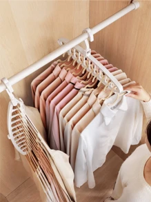 Rotating Magic Clothes Hanger Multi-Function Folding Hanger With Multiple Holes, Suitable For Children, For Indoor Wardrobe Drying And Hanging - Multicolor - View 2