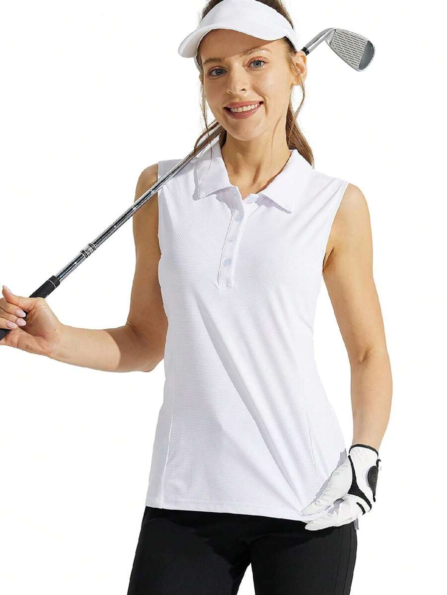 Áo Sơ Mi Nữ Không Tay Golf Thoáng Khí Nhanh Khô Bể Thể Thao Áo Polo Quần Áo Chơi Golf - trắng - Xem 1