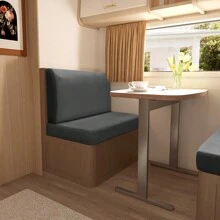 Silver Fox Fur Solid Color Stretch RV Dining Booth Seat Cushion Cover, Double Furniture Protection For Caravan/Bench Seat - Black - View 6