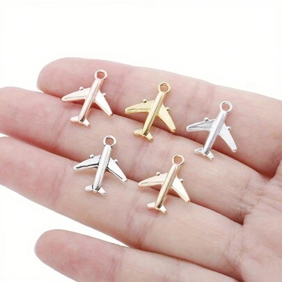 20pcs/Pack Alloy Airplane Shaped Pendant, DIY Necklace/Bracelet Jewelry Making Accessories