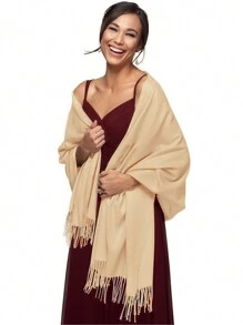 1pc Women Solid Color Silky Pashmina Shawl Wraps Soft Bride Bridesmaid Shawl For Formal Evening Party Wedding Accessories Women - A - View 22