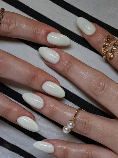 30pcs Long Almond Shaped Vintage Solid Color False Nails Set, Suitable For Daily Wear For Women To Enhance Their Style Press On Nails Nail Supplies