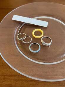 Bộ 5 chiếc nhẫn vẽ tranh sơn dầu cây nhựa đơn giản dành cho nữ - bộ nhẫn 5 chiếc - Xem 7