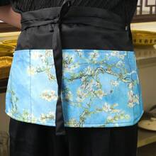 1 pieza Delantal de cintura con 3 bolsillos, delantal de media longitud para camarero, chef, cocina, restaurante, cafetería, bar, camarera, delantal de cintura de longitud corta