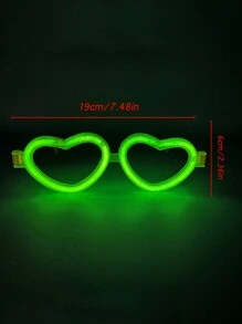 1pc Heart-Shaped LED Glasses + 1pc Neon Glasses, Glow In The Dark Party Favor Eyeglasses, Ideal For Adult Birthday Wedding New Year Party,Christmas