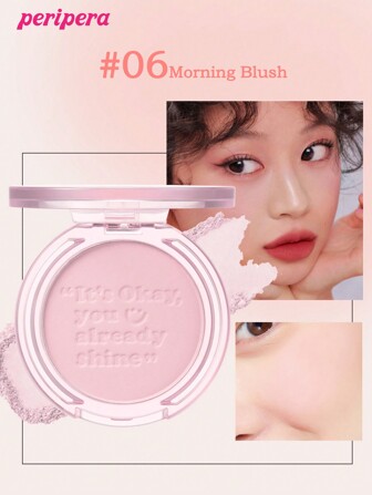  K-Beauty Peripera Single Blush Palette, Matte Powder Blush, Fine Texture, Non-Clumping, Long-Lasting, Multi-Purpose Makeup Palette, Nude Makeup, Face Makeup, Korean Makeup, 4.2g