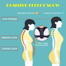 Posture Corrector Back Support Body Brace Wellness Lumbar Shoulder Support Belt - Black - View 6