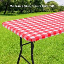 1pc Rectangular Solid Color Tablecloth With Elastic Flannel Backing And Vinyl Cover, Waterproof And Wipeable Table Cover, Suitable For Indoor, Outdoor, Picnic And Camping - Multicolor - View 15