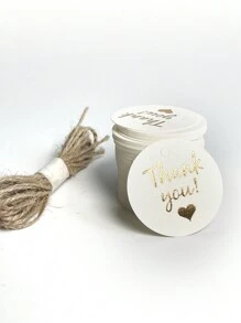 100pcs DIY Thank You Gift Tags, White Round Paper Gift Packaging Tags (With Strings), Suitable For Weddings, Birthday Parties, Favors - Great For Baking, Gifting, Etc! - White+Rope - View 5