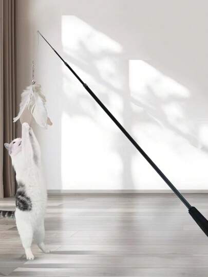 1 件，1.8 米 4 节可伸缩逗猫玩具钓鱼竿，可向任何方向摆动，范围广泛，激发猫咪的玩乐精神