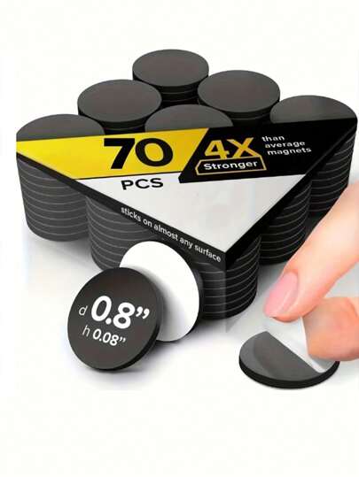 1入/10入/20入/30入/50入/70入方便自粘圓形橡膠軟磁鐵，尺寸為0.79英寸*0.79英寸，適用於冰箱貼和辦公/課堂示範板