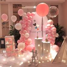 Pink Latex Party Balloons With Helium Quality, Suitable For Gender Reveal, Engagement, Bridal Shower, Birthday Parties, Baby Shower, Wedding Decorations (With Pink Ribbon), - Pink - View 6
