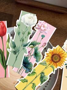 1包/30入新鮮花朵書籤，紙質閱讀多功能書籤 - 彩色 - 查看 3