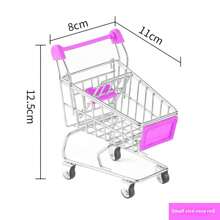1pc Mini Simulation Supermarket Shopping Cart, Hand Push Cart, Pretend Play Model Toy, Storage Cart - Multicolor - View 7