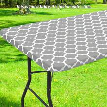 1pc Rectangular Solid Color Tablecloth With Elastic Flannel Backing And Vinyl Cover, Waterproof And Wipeable Table Cover, Suitable For Indoor, Outdoor, Picnic And Camping - Multicolor - View 18