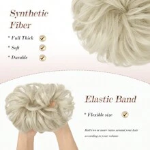 Messy Bun Hair Piece Hair Bun Scrunchies Golden Brown Synthetic Wavy Curly Chignon Ponytail Hair Extensions Thick Updo Hairpieces For Women Girls 1pc