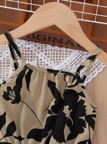 Young Girl Summer Holiday Floral Printed Strap Romper