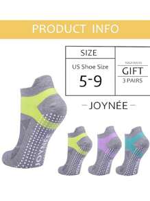 3 Pairs Mixed Color Yoga Socks, Non Slip Grip Sports Socks For Pilates Ballet Barre, Silicone Non-Slip Dancing Sports Indoor Pilates Floor Fitness Socks, Grip Socks, Gym