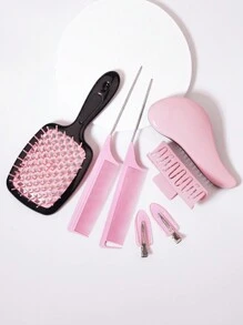 7入組梳子髮夾套裝解約按摩梳鋼針插髮尾梳女孩防滑化妝用夾子美髮沙龍家庭用 - 彩色 - 查看 5