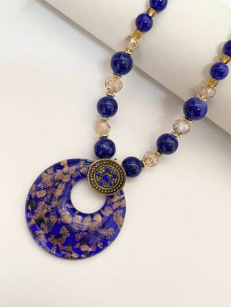 1入時尚波西米亞玻璃珠和流蘇裝飾女士長項鍊，適合節日禮物