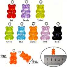 10/20/30pcs Colorful Bear Charms, DIY Jewelry Making Pendant Accessories, Cute Earrings Necklace Crafting