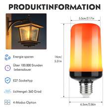 1 Tlg 6W E27 LED Licht Fackel Feuer Lampe Flammen Effekt Glühbirne Birne Flammen Glühbirne E27 Lampe LED Flamme Effekt Glühlampen Flackerlicht Außenleuchte für Halloween Weihnachten Deko Haus Garten Party - Weiss - Übersicht 3