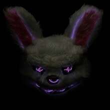 1PC Horror Mask, Hand Made Role-Playing With Bloody Rabbit Mask, Furry Ear Mask, Evil Rabbit Bear Party Decoration, Creepy Mask, Glowing Rabbit Horror Costume Props, Glowing Mask, Plastic Easter Gift, Halloween Party Mask, Dance Props (Color May Have Slight Color Difference/Glowing Line May Deviate, Not Recommended) - 1PC White Rabbit Fluorescent Green - View 11