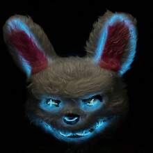 1PC Horror Mask, Hand Made Role-Playing With Bloody Rabbit Mask, Furry Ear Mask, Evil Rabbit Bear Party Decoration, Creepy Mask, Glowing Rabbit Horror Costume Props, Glowing Mask, Plastic Easter Gift, Halloween Party Mask, Dance Props (Color May Have Slight Color Difference/Glowing Line May Deviate, Not Recommended) - 1PC White Rabbit Fluorescent Green - View 7