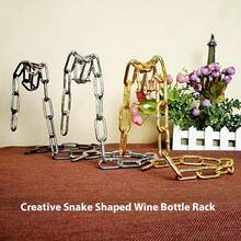 1pc Creative Wine Rack Display Stand Metal Chain Bar And Restaurant Home Kitchen Decoration Ornament 7.6*9.4 Inches, For Kitchen - Multicolor - View 1