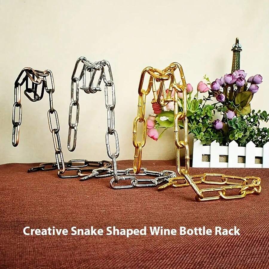 1pc Creative Wine Rack Display Stand Metal Chain Bar And Restaurant Home Kitchen Decoration Ornament 7.6*9.4 Inches, For Kitchen - Multicolor - View 1