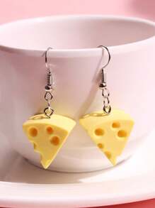 1對創意可愛有趣模仿乳酪掛墜耳環,適合女性 - 黃色 - 查看 9