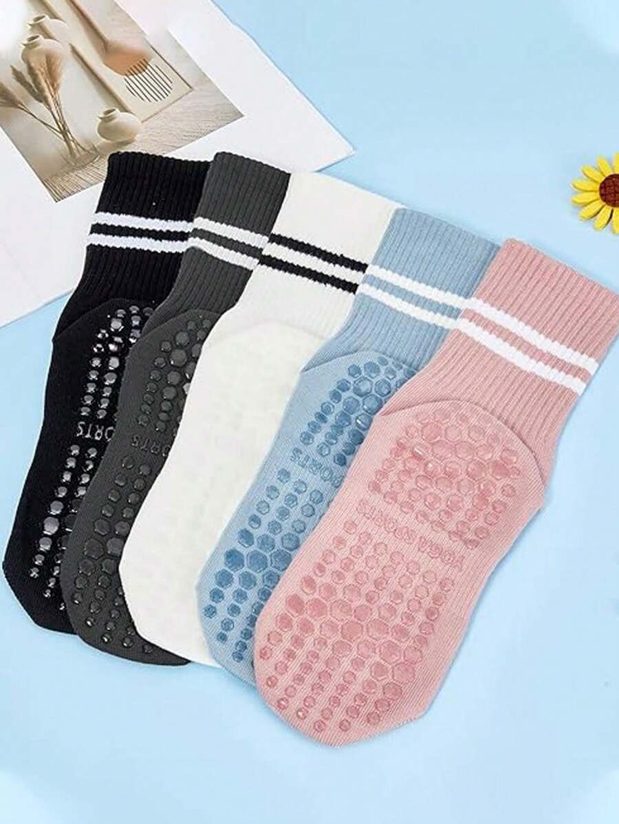 4 Pairs Women's Pilates NonSlip Socks, Pilates Sticky Socks, AntiSkid Yoga Socks With Grips