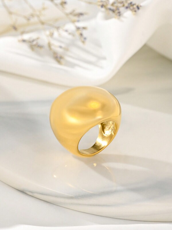 خاتم نسائي كبير بكرة فولاذي مبالغ فيه موضة 1 قطعة، مناسب لحفلات الأعياد والإهداءات