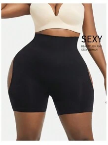 Sports Outdoor 1pc New Women's Tight Pants. Sexy Lifting Buttocks, Revealing Buttocks, High Waist, Tight Waist And Shaping Pants, Large-Sized Body Shaping And Waist Tightening Tight Shaping Pants, Suitable For Postpartum Shaping, Tightening The Big Belly, Preventing Buttocks From Sagging, And Waist Tightening Gym Accessories - Black - View 3