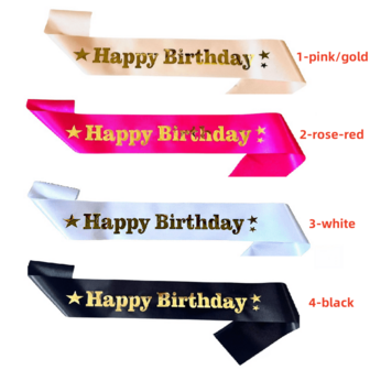 1入黑色粉紅白色玫瑰紅緞帶男女士生日慶祝帶 - 適用於16,18,20,30,40,50和60歲生日慶祝活動 - 為您的派對裝飾和派對用品增添優雅的風格