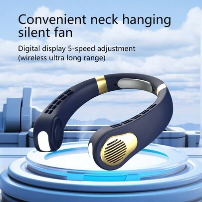 Ultra-Quiet Neck Fan, 5-Speed Adjustable - USB Rechargeable Personal Cooling Instrument, Suitable For Travel, Outdoor Activities And Camping