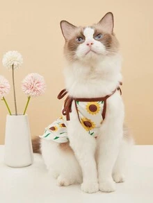 1 pieza Vestido fino y fresco para mascotas adecuado para gatos y perros en clima cálido - Marrón - Ver 6