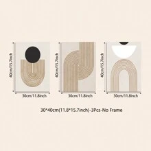 Pintura mural de arte abstracto geométrico decorativo moderno en bloques de color marrón, negro y blanco con líneas, decoración minimalista para sala de estar y dormitorio, póster en lienzo con marco - Líneas abstractas (sin marco) - Ver 10