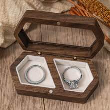Boîte à bague de mariage personnalisée, boîte à bague en bois gravée, boîte à bague à double fente pour les demandes en mariage, boîte porte-alliances rustique personnalisée, cadeau romantique pour femmes. Style automnal, vintage, vieille monnaie personnalisée, unique. Cadeaux idéaux pour elle, petite amie, maman, papa, famille pour les anniversaires, la Saint-Valentin, les mariages