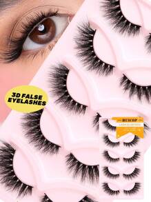 5 对猫眼睫毛透明带自然蓬松假睫毛狐狸眼睫毛尾部加长睫毛仿貂皮睫毛化妆延长睫毛 - 自然纖長款 - 查看 1