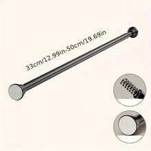 1pc Bathroom Non-Drilling Tension Rod, Stainless Steel Shower Curtain Rail, Adjustable Wardrobe Rod For Bedroom, Balcony Clothes Drying Pole - Black - View 8