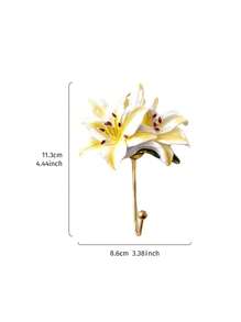 1入組樹脂手繪鐵掛勾，具有模擬立體花卉裝飾，室內掛在牆上的掛勾可用於毛巾、帽子、鑰匙等物品