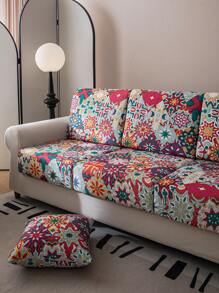 1 pieza Cubre sofá elástico en estilo Bohemio de seda de leche, protector de sofá, cubierta de sofá a prueba de polvo y anti-rayones para decoración del hogar, todas las temporadas - Rosa - Ver 7