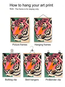 1入組粉色老虎動物裝飾畫，無框 - 彩色 - 查看 6